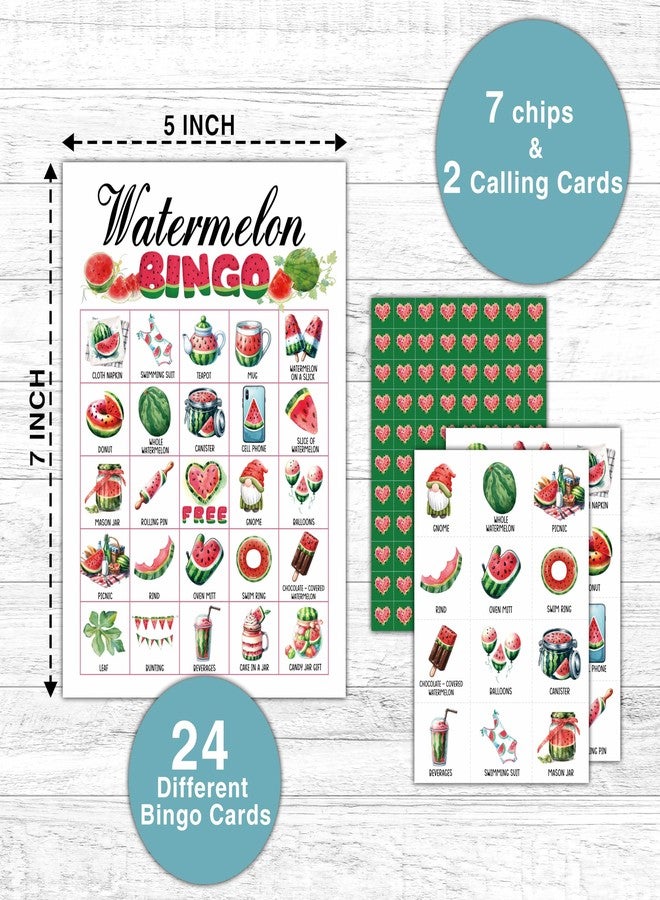 KFNER Watermelon Bingo Games - Summer Bingo Card - 24 Players Bingo Game Set for Adult Family Friends - Indoor Outdoor Activities - Fruit Themed Birthday Party Favors Supplies -C08 - Image 2